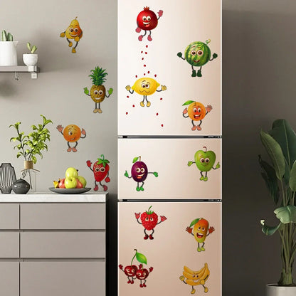 Cartoon Various Fruits Wall Stickers Kitchen Refrigerator Home Decor Mural Living Room Cupboard Decoration Wallpaper Cute Decals