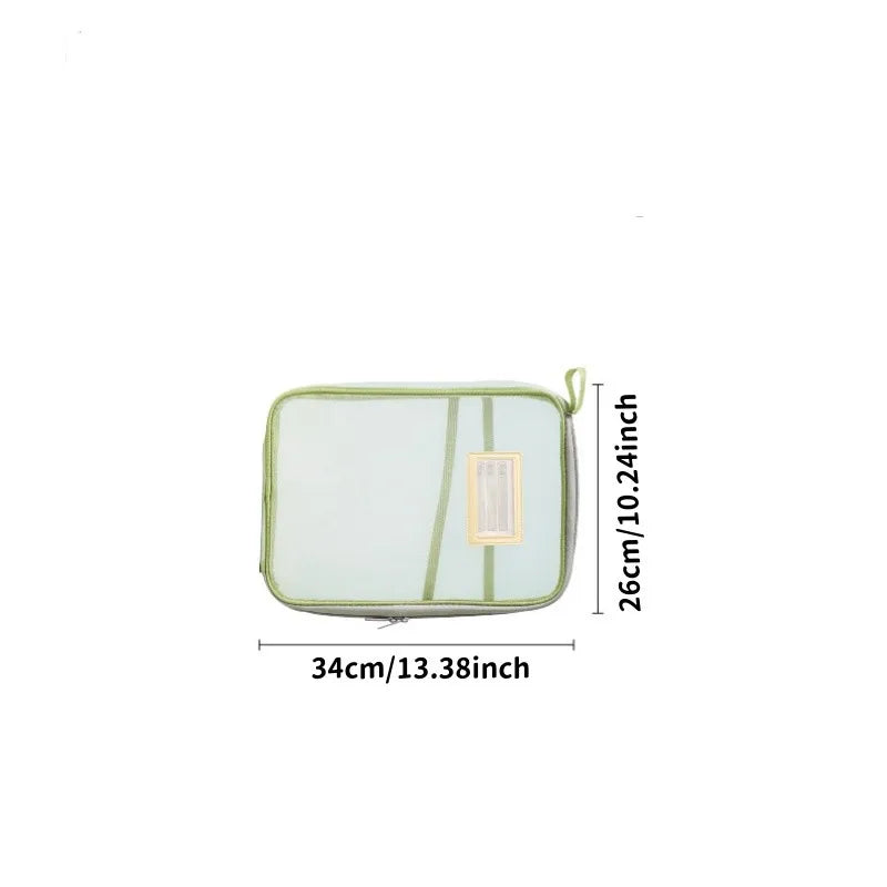 Transparent Stationery Storage Folder Hot Thicken Mesh Zipper File Packing A4 Size School Office Supplies Travel Storage Bags