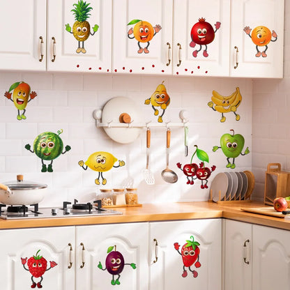 Cartoon Various Fruits Wall Stickers Kitchen Refrigerator Home Decor Mural Living Room Cupboard Decoration Wallpaper Cute Decals
