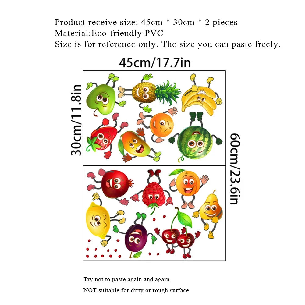 Cartoon Various Fruits Wall Stickers Kitchen Refrigerator Home Decor Mural Living Room Cupboard Decoration Wallpaper Cute Decals