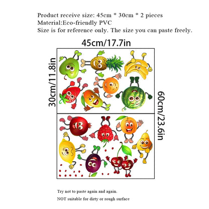 Cartoon Various Fruits Wall Stickers Kitchen Refrigerator Home Decor Mural Living Room Cupboard Decoration Wallpaper Cute Decals