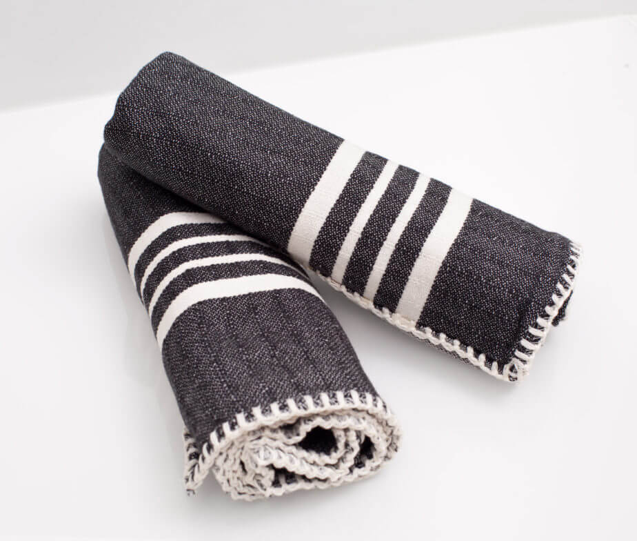 Farmhouse Hand Towels Set of 2 — Fringe-Free, Rustic Home Decor