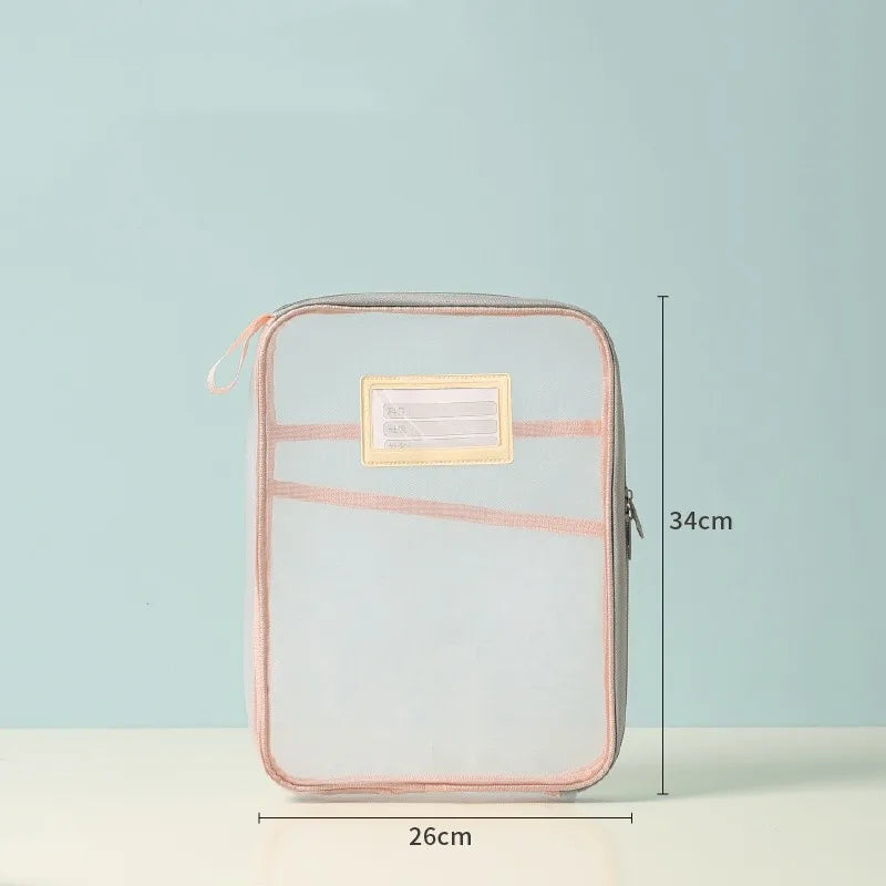 Transparent Stationery Storage Folder Hot Thicken Mesh Zipper File Packing A4 Size School Office Supplies Travel Storage Bags
