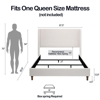 Hayden - Upholstered Wingback Bed With Tall Headboard