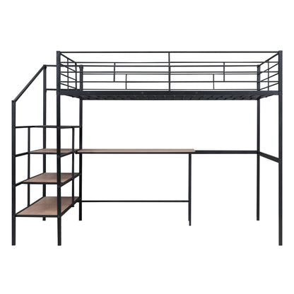 Loft Bed With Desk And Lateral Storage Ladder