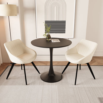 Round Dining Table Set With Tulip Design And 2 Chairs