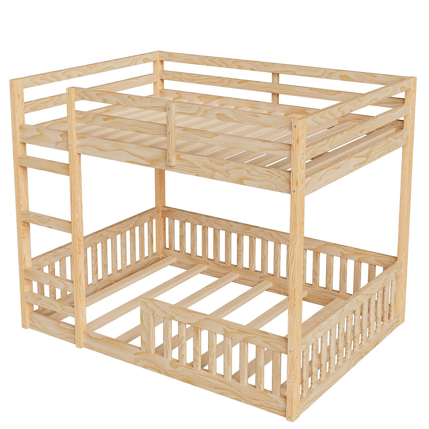 Stylish Bunk Bed With Ladder And Guardrails