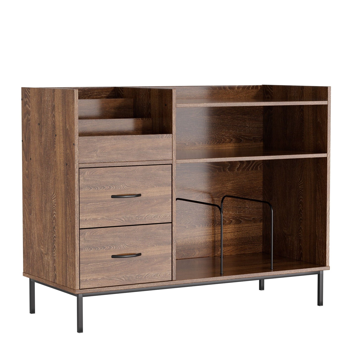 Eco-Friendly Vinyl Record Player Stand With Flip-Top Storage, Media Console With Dual Outlets And Dustproof Drawers