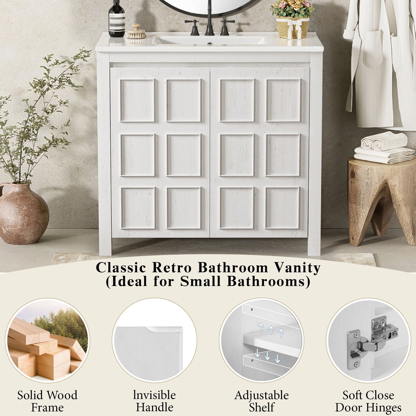 Bathroom Vanity Organizer With Sink, Combo Cabinet Set, Bathroom Storage Cabinet
