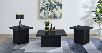 Devar 3-piece Square Cocktail Coffee End Table Set Black