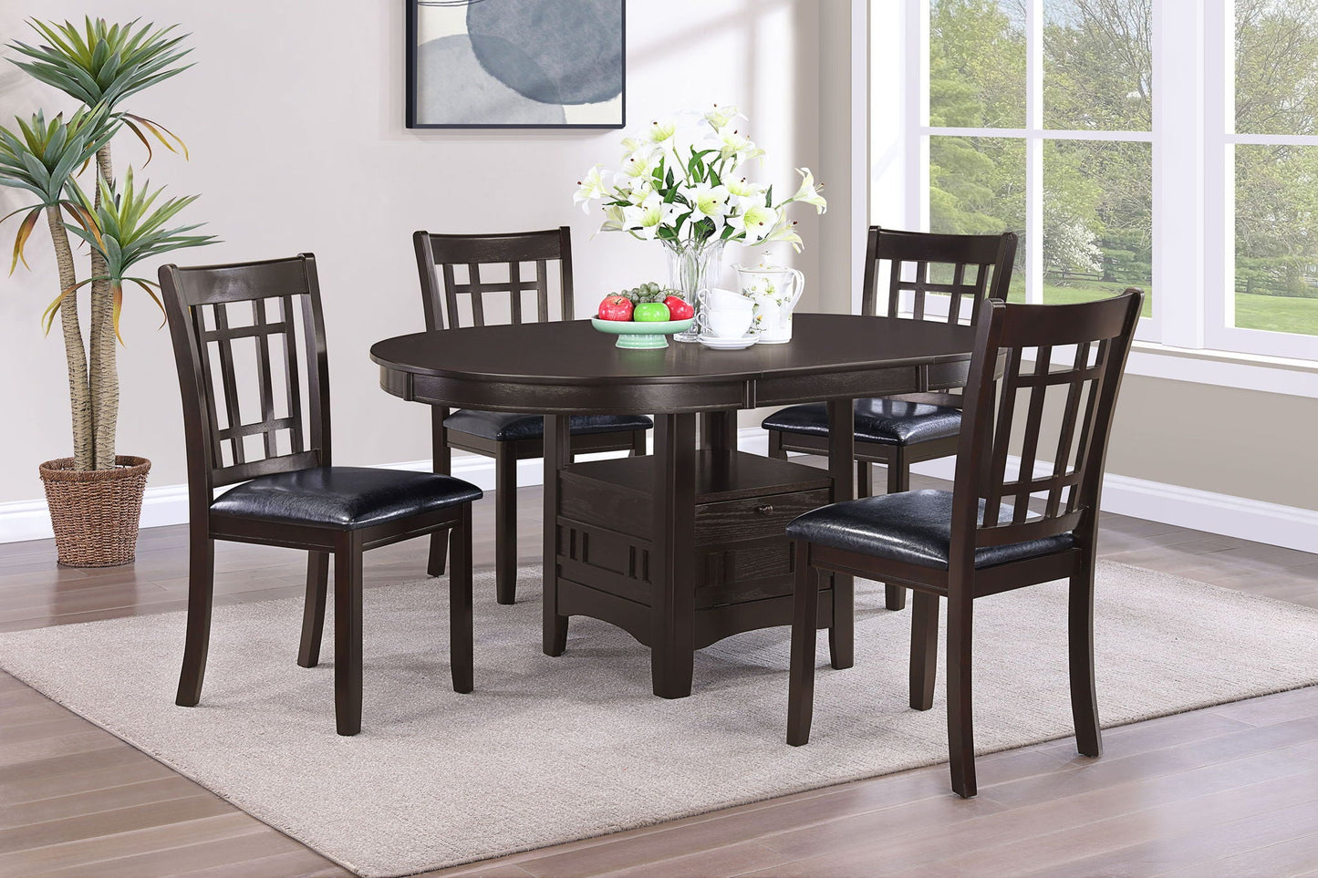 Lavon Oval 60-inch Wood Extension Leaf Dining Table Espresso