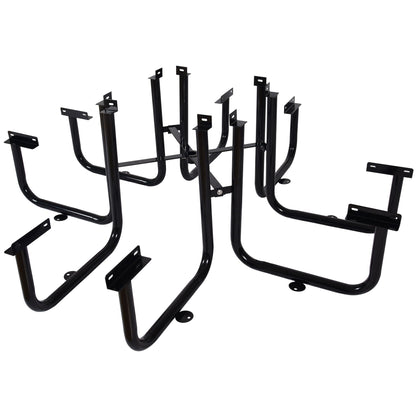 Square Outdoor Steel Picnic Table, With Umbrella Pole