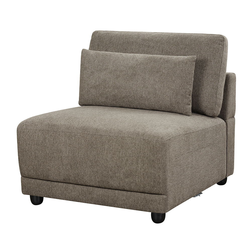 Rylie - Modular Armless Chair With Pillow - Brown Linen