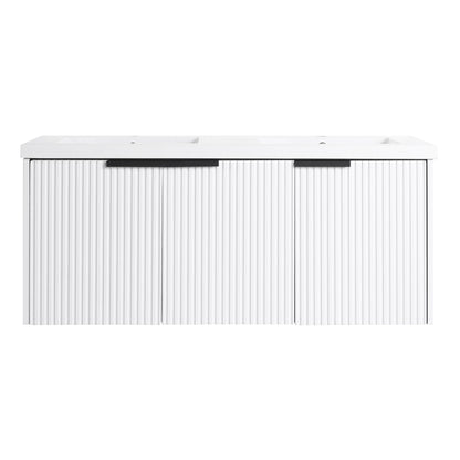 Contemporary Wall Mounted Bathroom Vanity With Resin Double Sink