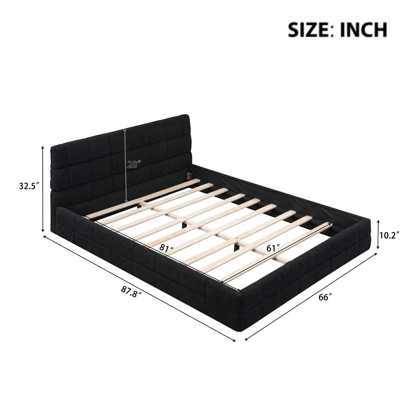 Upholstered Platform Bed With Headboard