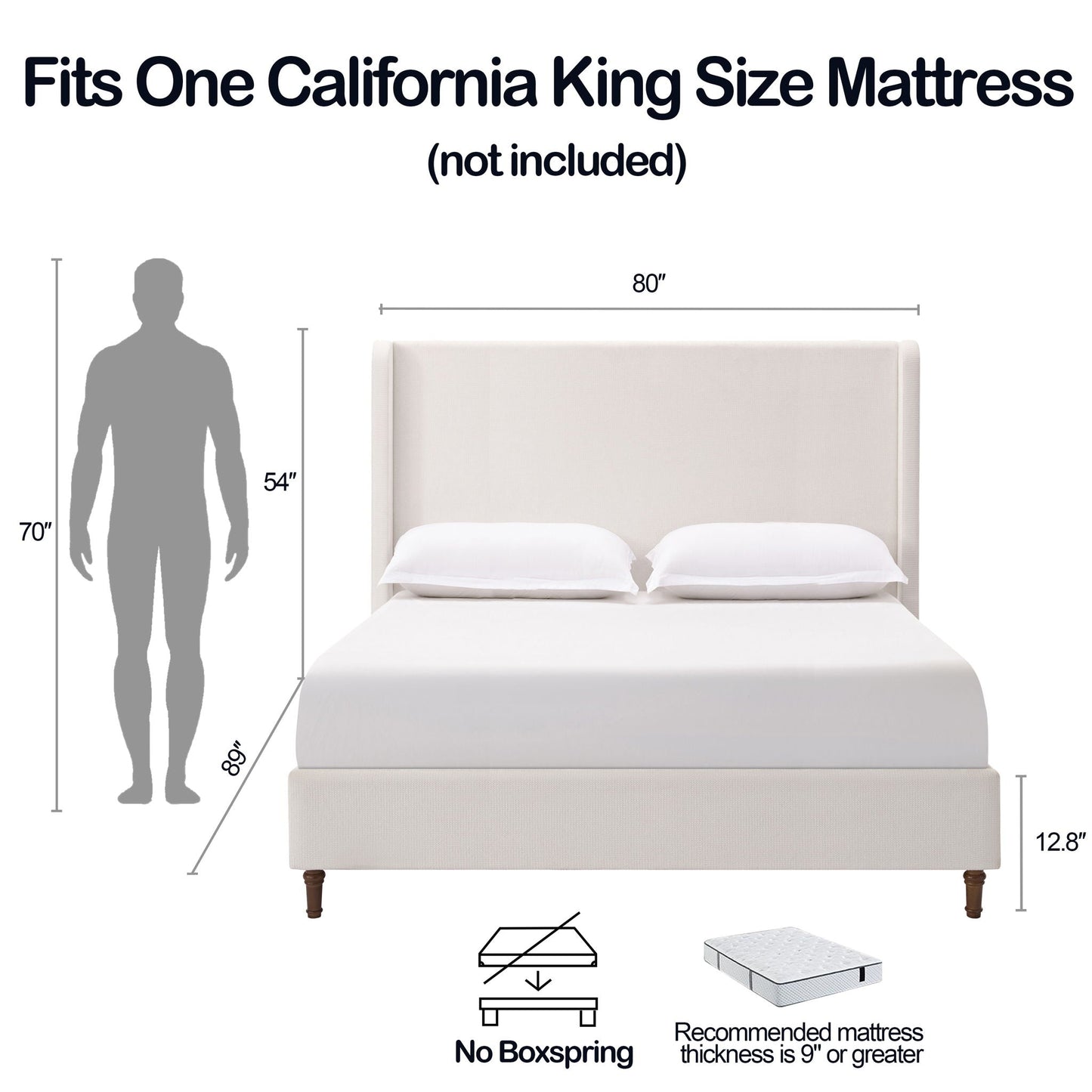 Harper - Tall Headboard Upholstered Bed / High Headboard / Elegant Simplicity / No Box Spring Needed
