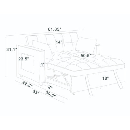 Sienna - Tufted Convertible Sleeper Sofa With Chaise - Gray