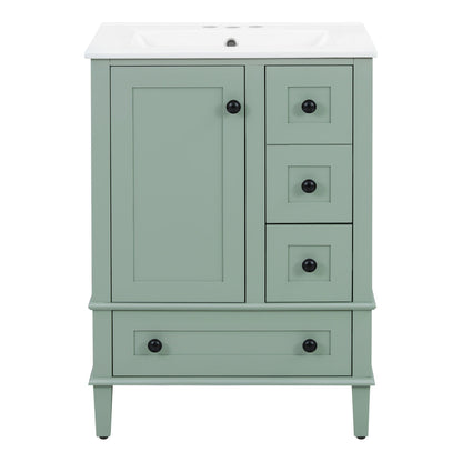 Bathroom Vanity With Integrated Basin, Soft Close Drawers, Door Mounted Double Layer Shelf