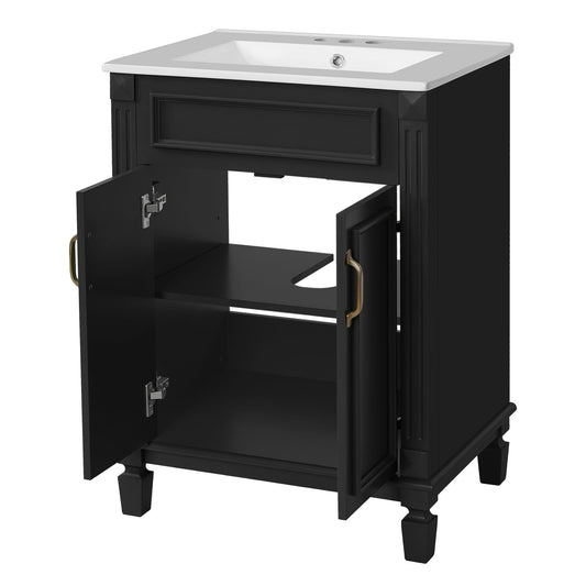 Bathroom Vanity With Top Sink, Cabinet With 2 Soft Closing Doors