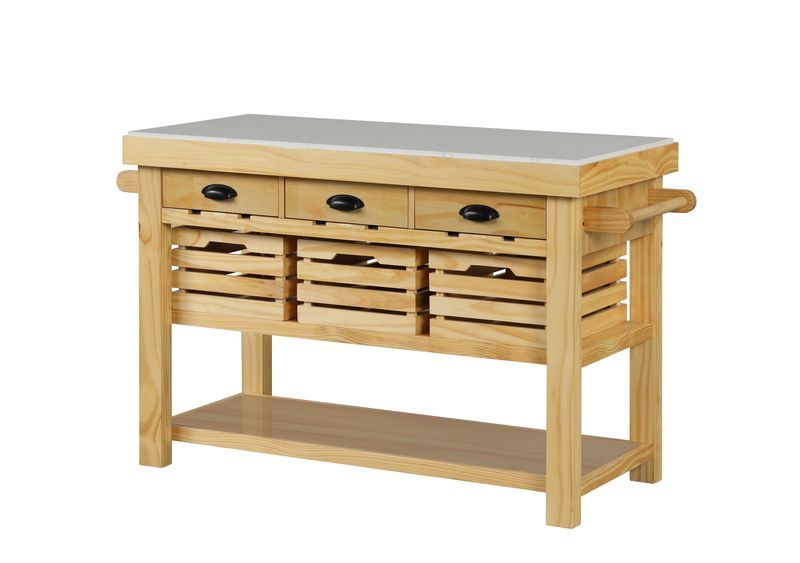 Grovaam - Kitchen Island - Marble Top & Natural