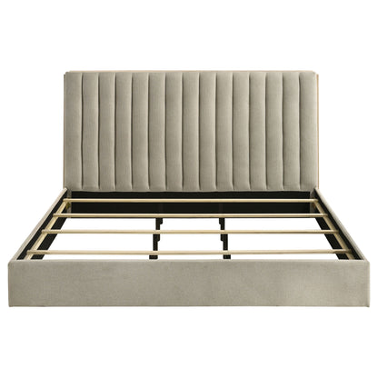 Arielle Eastern King Bookcase Panel Storage Bed Light Oak