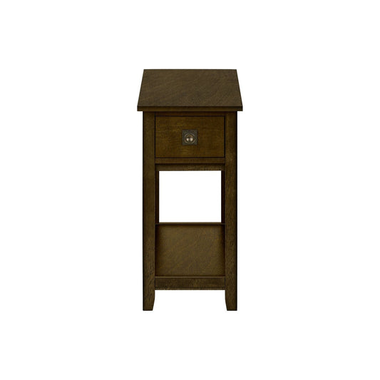 Accent End Table, 2 Tier, Narrow, Lamp, Storage Drawer, Charming Design