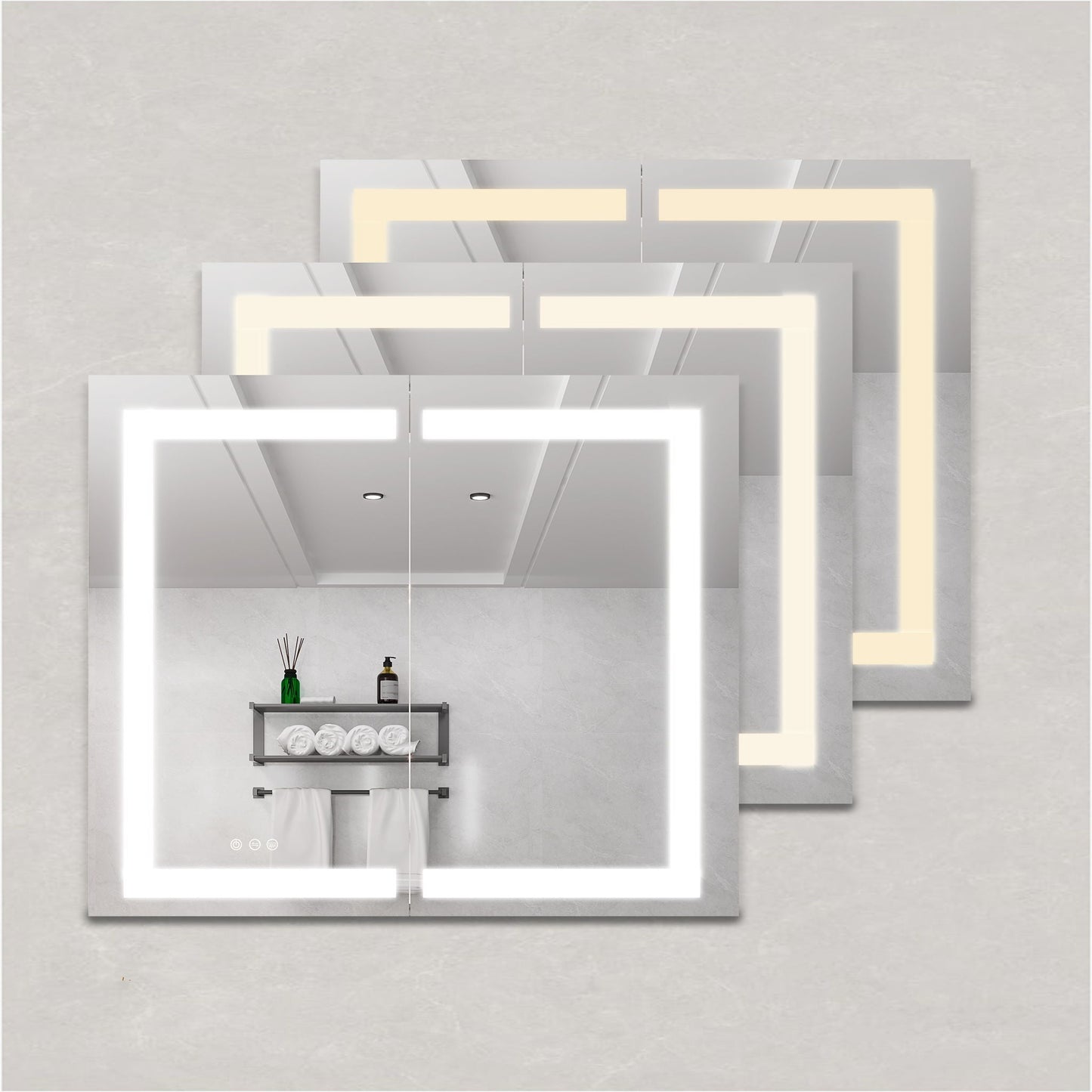 Medicine Cabinet With LED Vanity Mirror, Anti-Fog, Waterproof, Dimmable With Touch Switch
