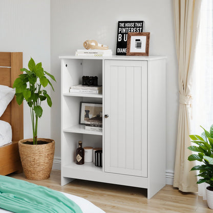 Classic Freestanding Bathroom And Kitchen Storage Cabinet With Adjustable Shelves - White