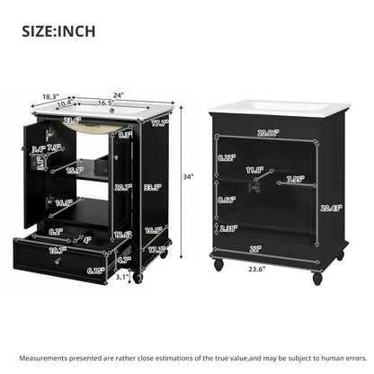 Modern Bathroom Vanity With Sink, Cabinet With Drawer And Dividers, Rectangular Storage Unit