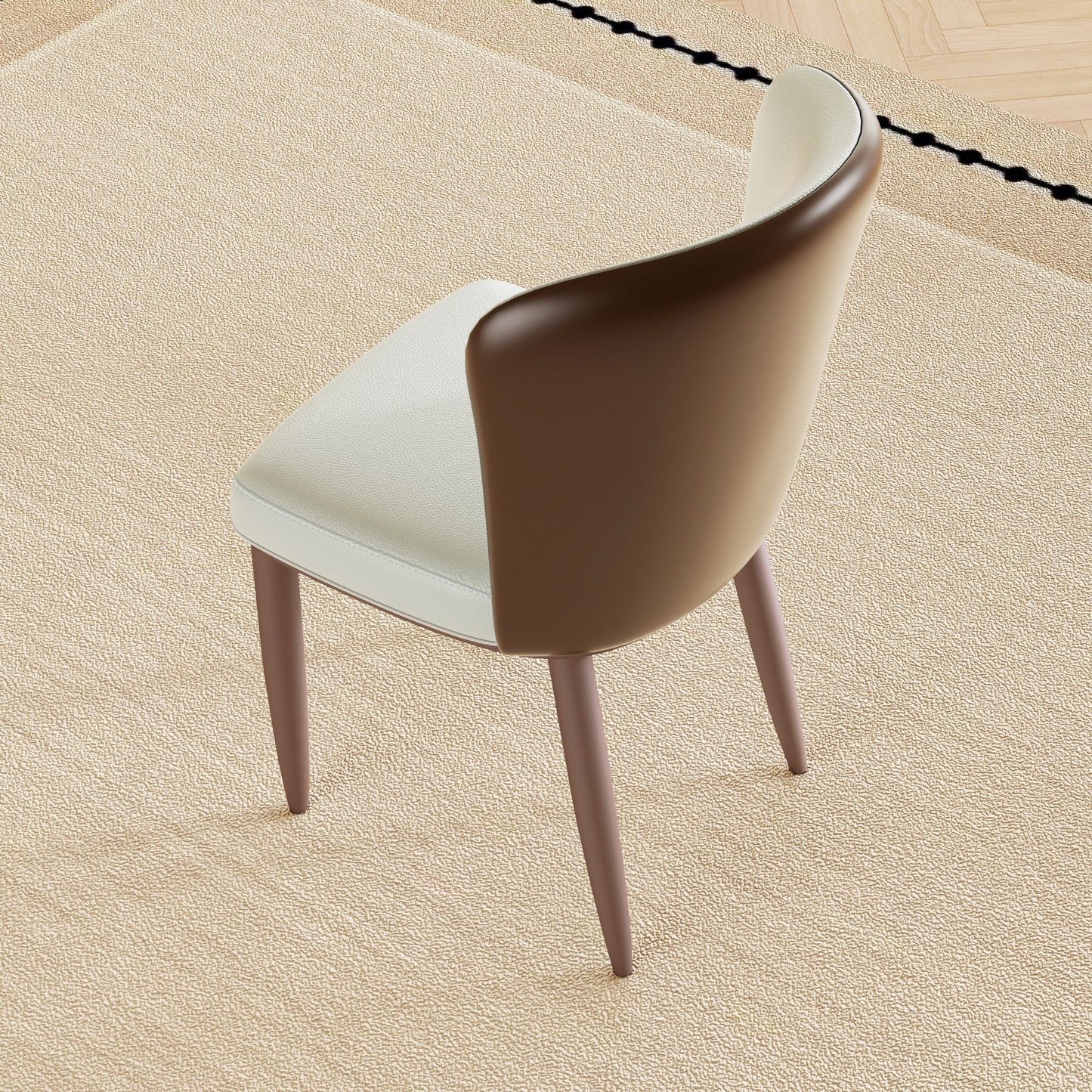 Dining Chair With Carbon Steel Legs, Comfortable Seating, (Set of 2) - White