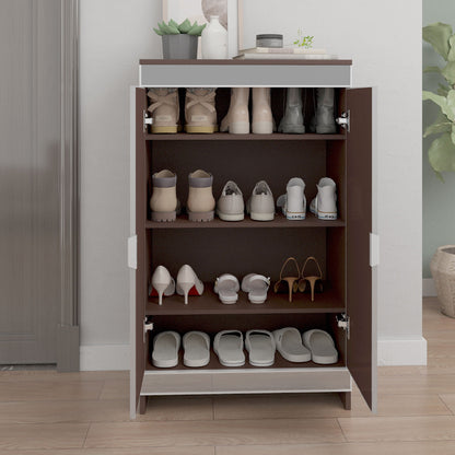 Elegant Decor Mirrored Shoe Cabinet With Edging Double Door Storage Cabinets Glass - Brown / Silver / Gray