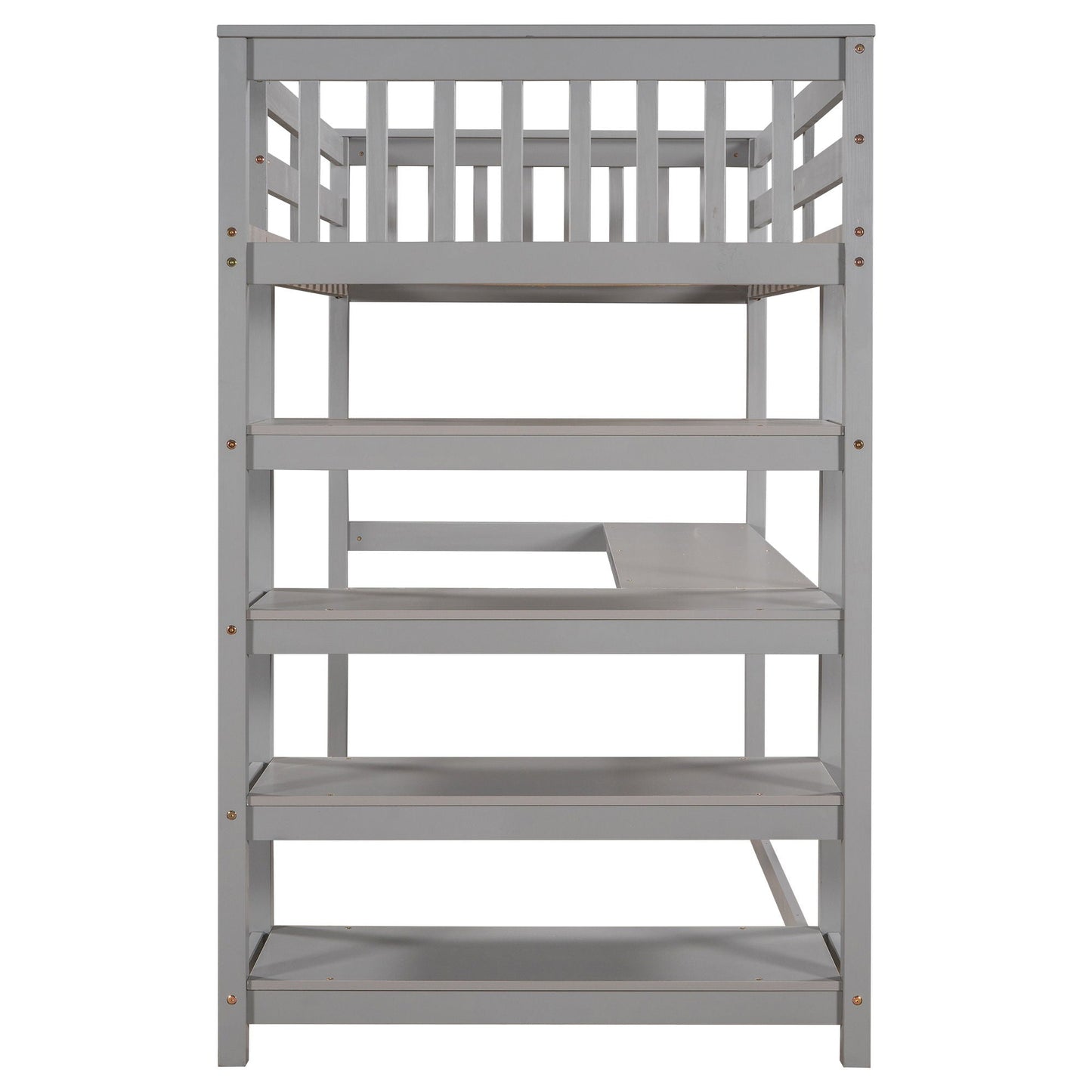 Loft Bed With Storage Shelves And Under Bed Desk