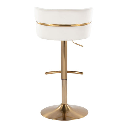 Cinch - Glam / Art Deco Adjustable Barstool With Swivel With Rounded T Footrest (Set of 2)