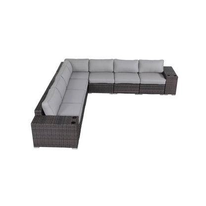 Modern Rattan Wicker Seating Group With Cushions