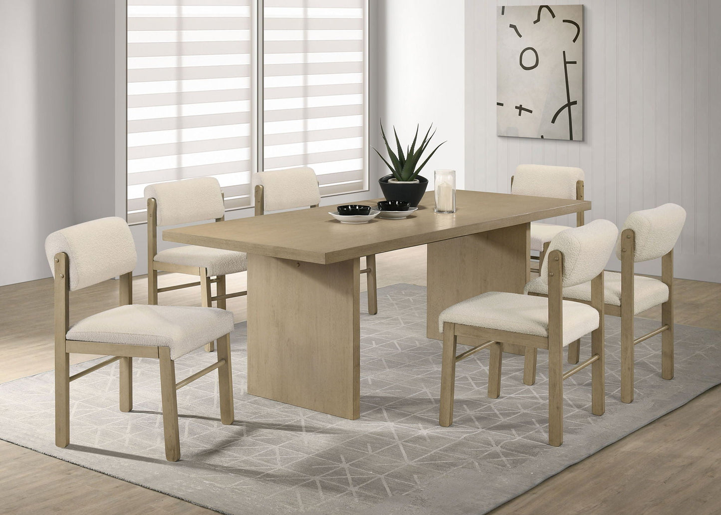 Decker 7-piece 82-inch Rectangular Dining Set Cream and Natural Oak