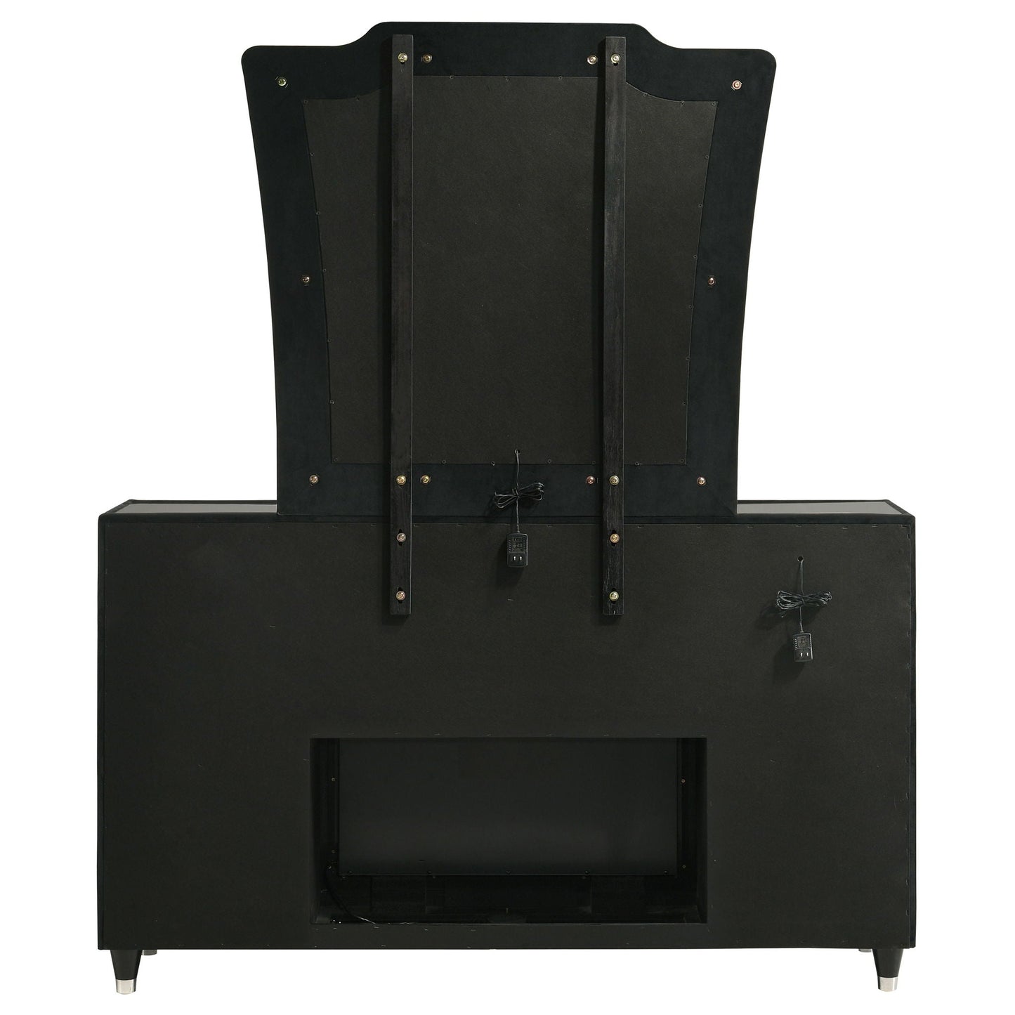 Lorient 8-drawer LED Flame Box Dresser and Mirror Black