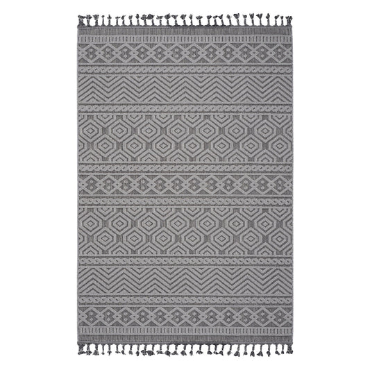 Guros - 8' X 10' Geometric Indoor / Outdoor Area Rug - Gray / White