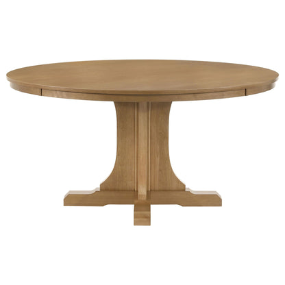 Hartville 7-piece Round Dining Table Set Natural Light Brown