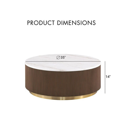 3 Piece Table Set Round Cocktail Table And 2 Round End Tables - Brown / Gold / White