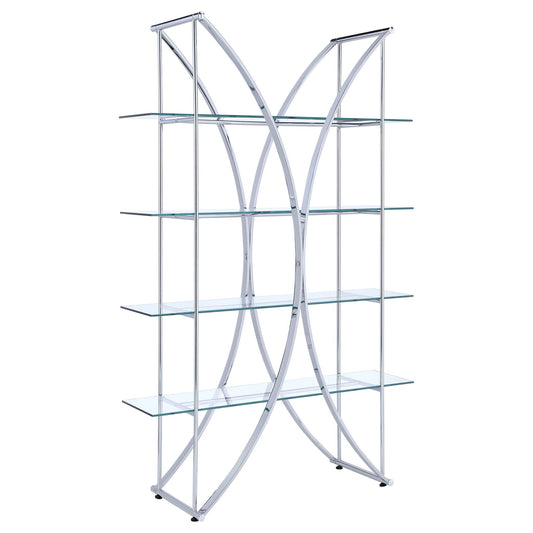 Larson 73-inch 4-shelf Glass Bookshelf Chrome