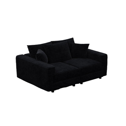 Deep Seat Convertible Sofa With Soft Pillows And Ottomans