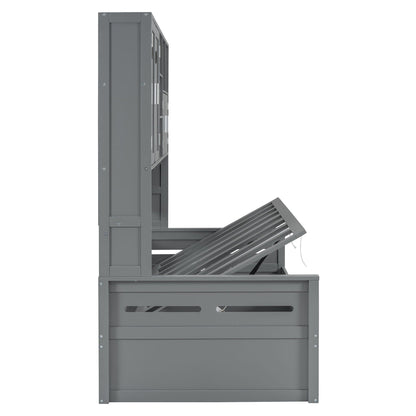 Daybed With All-In-One Cabinet And Shelf