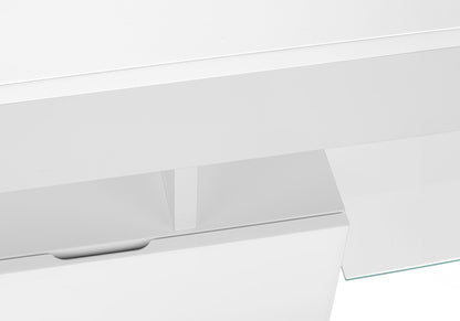 TV Stand, Console, Media Entertainment Center, Storage Cabinet, Glossy Contemporary & Modern - White