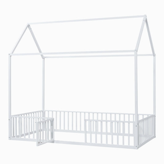 Metal House Bed With Fence And Door