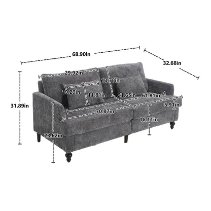 Mid Century Modern Fabric Loveseat Sofa, 2 Seat Upholstered Couch