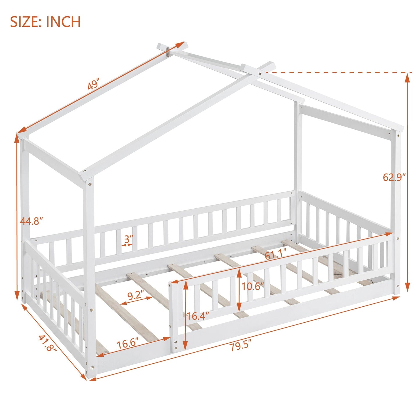 Bed House Bed Frame With Fence