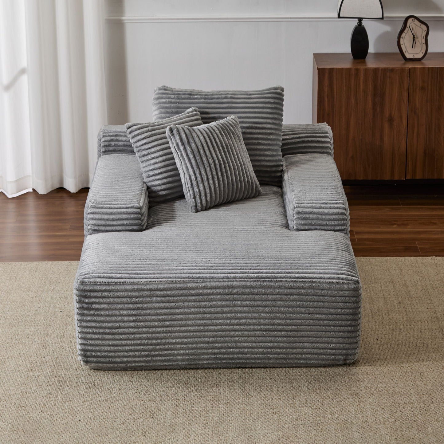 Oversized Chaise Lounge Chair Cozy Cloud Couch With 3 Throw Pillows And Wide Armrest