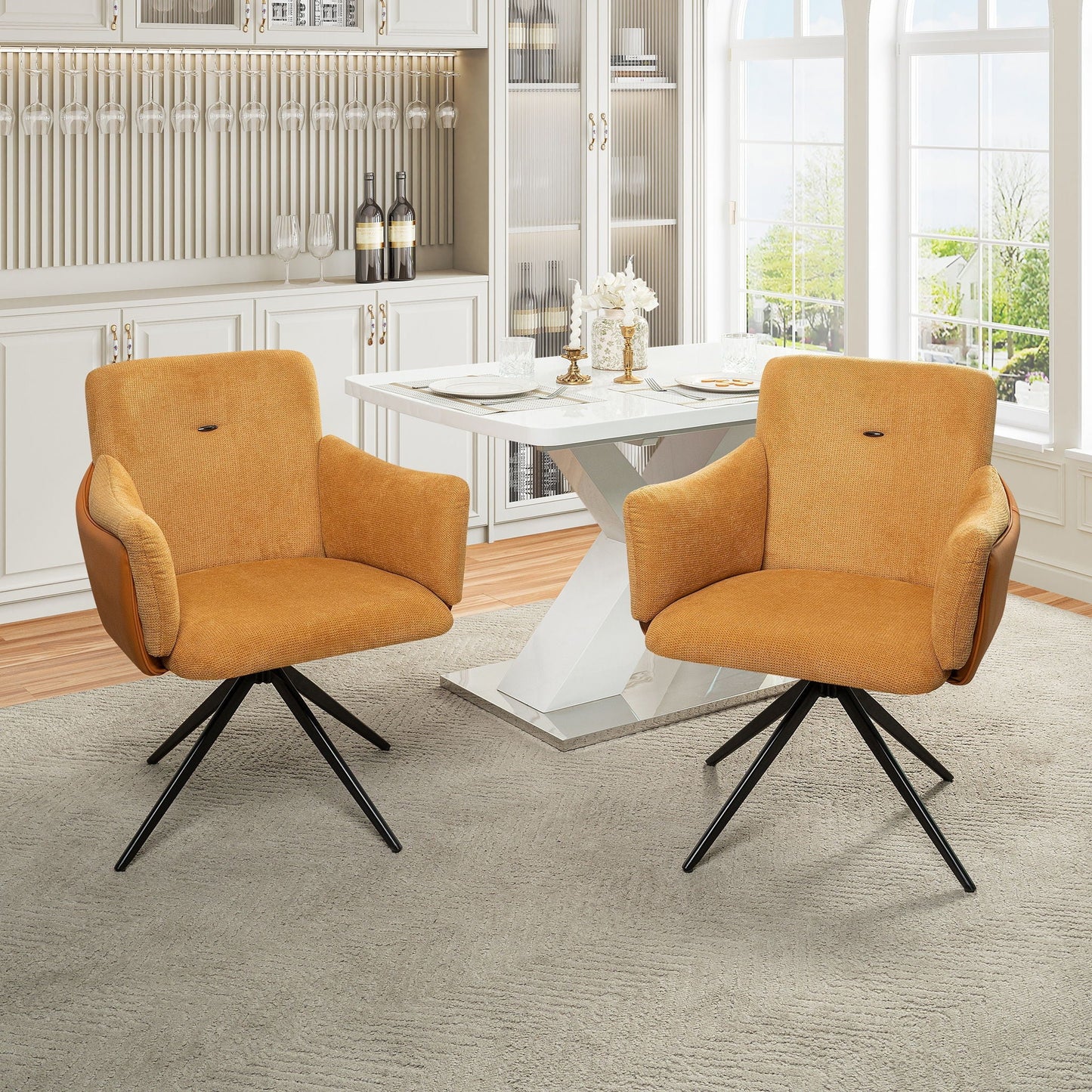 Swivel Home Office Desk Chairs With Arm (Set of 2)