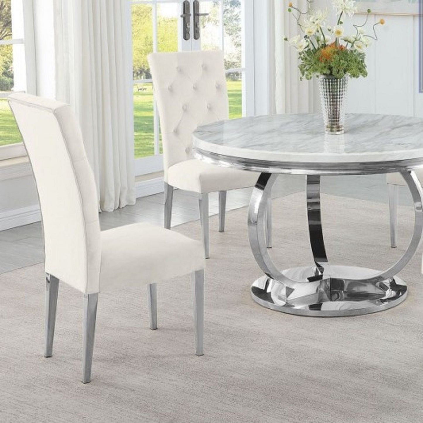 Modern Upholstered Tufted Dining Chair (Set of 2)