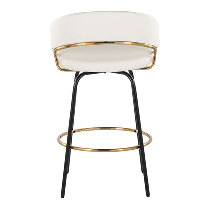 Jie - Fixed Height Contemporary Counter Stool With Swivel Round Footrest (Set of 2)